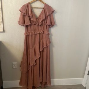 Mauve dusty pink maxi ruffled dress